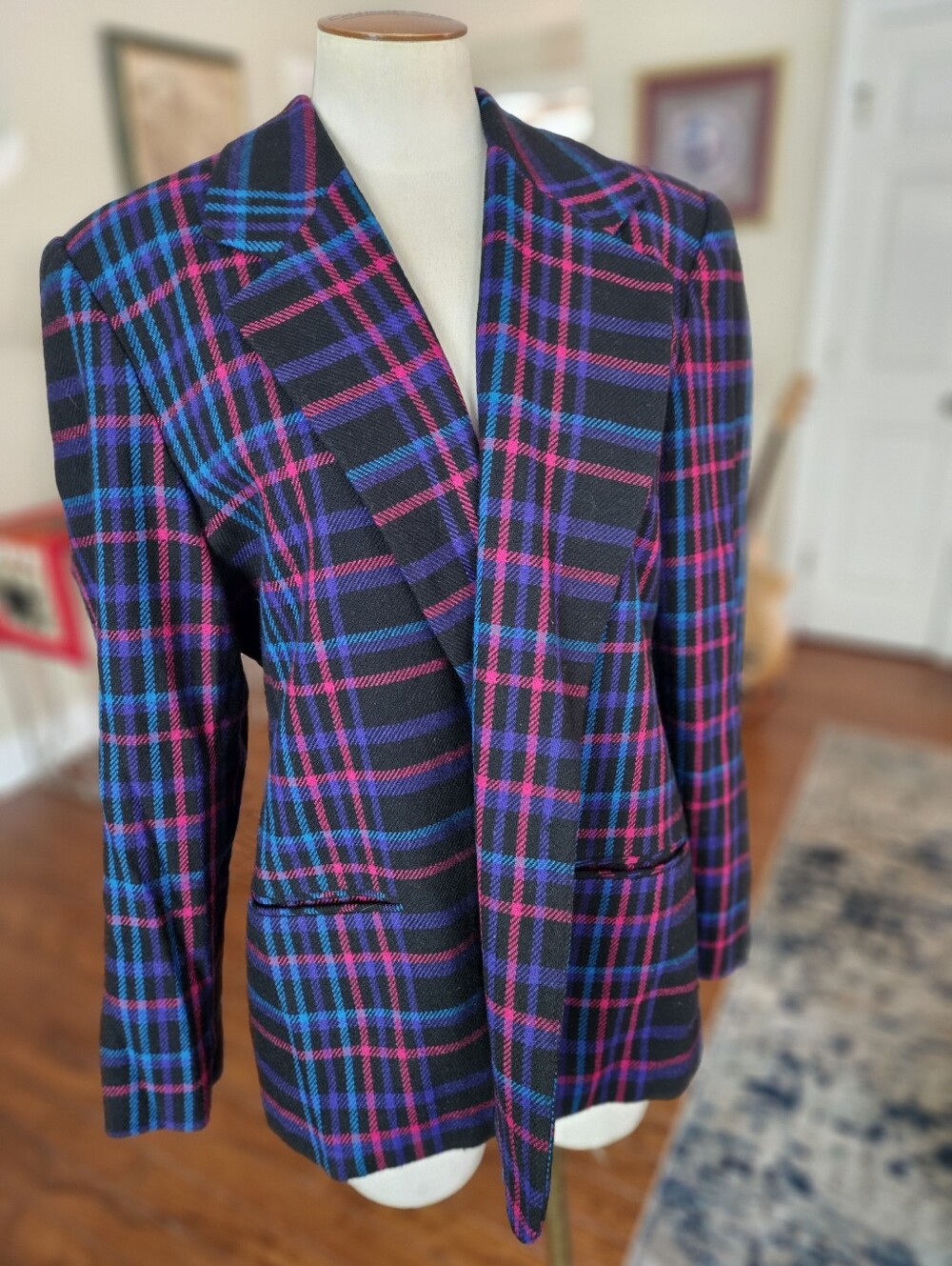 VTG 80s Leslie Fay Wool Blend Blazer Jacket Size 14